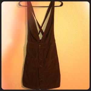 ✨Brown corduroy overalls skirt✨